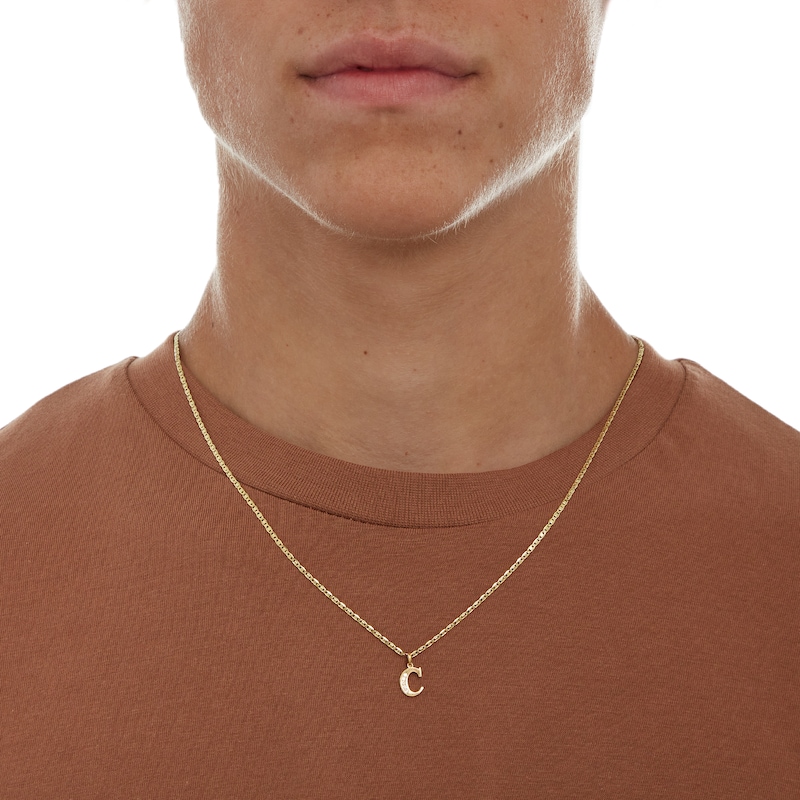Main Image 4 of Cubic Zirconia "C" Initial Charm Pendant in 10K Solid Gold
