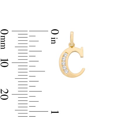 10K Solid Gold CZ Channel "C" Initial Necklace Charm