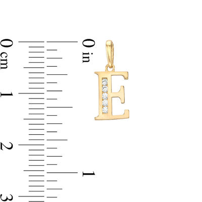 Cubic Zirconia "E" Initial Charm Pendant in 10K Solid Gold