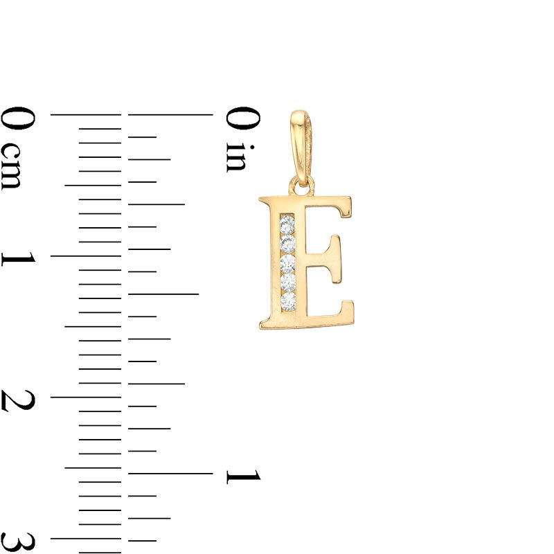 Main Image 2 of Cubic Zirconia &quot;E&quot; Initial Charm Pendant in 10K Solid Gold