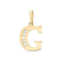 Cubic Zirconia &quot;G&quot; Initial Charm Pendant in 10K Solid Gold