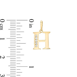 Cubic Zirconia "H" Initial Charm Pendant in 10K Solid Gold