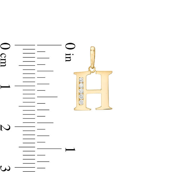 Cubic Zirconia "H" Initial Charm Pendant in 10K Solid Gold