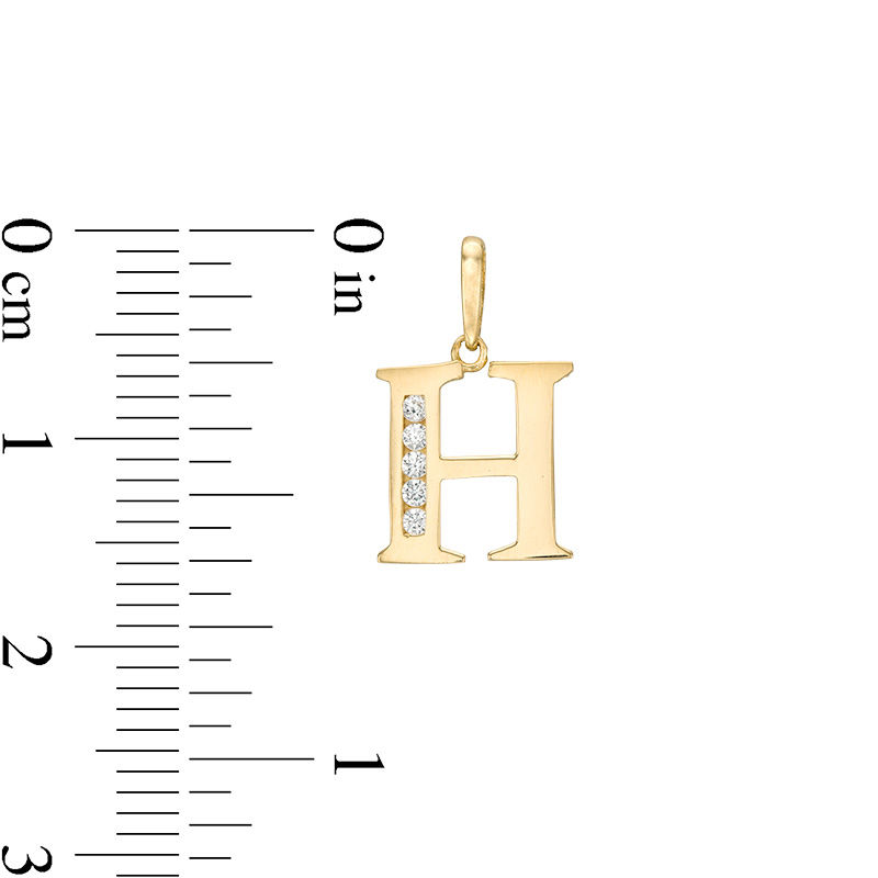 Cubic Zirconia "H" Initial Charm Pendant in 10K Solid Gold
