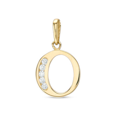 Cubic Zirconia "O" Initial Charm Pendant in 10K Solid Gold