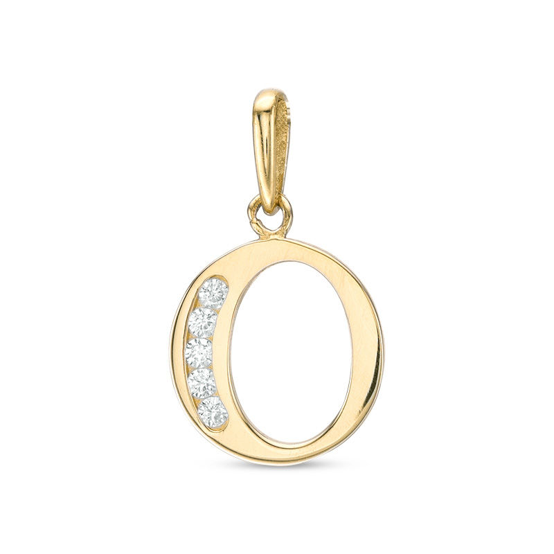 Main Image 1 of Cubic Zirconia &quot;O&quot; Initial Charm Pendant in 10K Solid Gold
