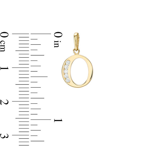 Cubic Zirconia "O" Initial Charm Pendant in 10K Solid Gold