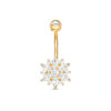 014 Gauge Marquise and Round Cubic Zirconia with Crystal Flower Belly Button Ring in Stainless Steel with Yellow IP