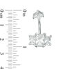 Thumbnail Image 2 of 014 Gauge Baguette and Princess Cubic Zirconia Three Stone Belly Button Ring in Stainless Steel