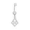 Thumbnail Image 0 of 014 Gauge Cubic Zirconia and Crystal Geometric Frame Dangle Belly Button Ring in Stainless Steel