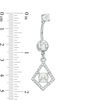 Thumbnail Image 1 of 014 Gauge Cubic Zirconia and Crystal Geometric Frame Dangle Belly Button Ring in Stainless Steel