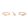 020 Gauge Pink Crystal Nose Ring and Stud Set in Stainless Steel and Rose IP
