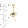 Thumbnail Image 2 of 014 Gauge Mother-of-Pearl Palm Tree Belly Button Ring in Stainless Steel with Yellow IP