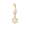 Thumbnail Image 1 of 014 Gauge 8mm Cubic Zirconia and Simulated Opal Flower Dangle Belly Button Ring in Stainless Steel with Yellow IP