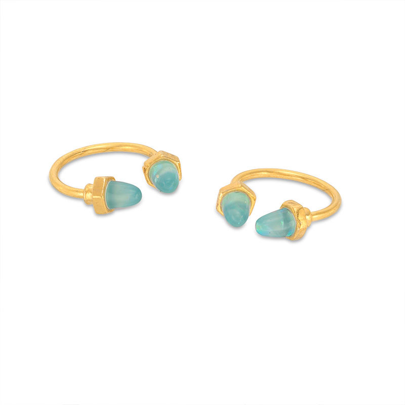 Main Image 1 of 016 Gauge Simulated Light Blue Dome Spiked Horseshoe Pair in Stainless Steel with Yellow IP