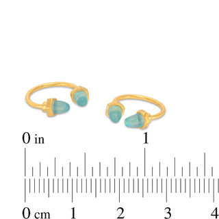 016 Gauge Simulated Light Blue Dome Spiked Horseshoe Pair in Stainless Steel with Yellow IP