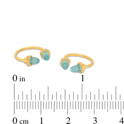 016 Gauge Simulated Light Blue Dome Spiked Horseshoe Pair in Stainless Steel with Yellow IP