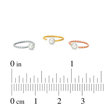 020 Gauge 3mm Simulated Pearl Twisted Nose Ring Set in Stainless Steel with Yellow and Rose IP