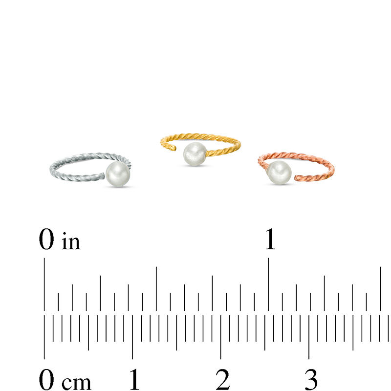 020 Gauge 3mm Simulated Pearl Twisted Nose Ring Set in Stainless Steel with Yellow and Rose IP