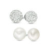 Thumbnail Image 1 of Honora 8 - 9mm Freshwater Cultured Pearl and Crystal Ball Stud Earrings Set in Sterling Silver