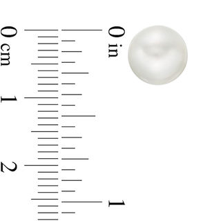 Honora 8 - 9mm Freshwater Cultured Pearl and Crystal Ball Stud Earrings Set in Sterling Silver