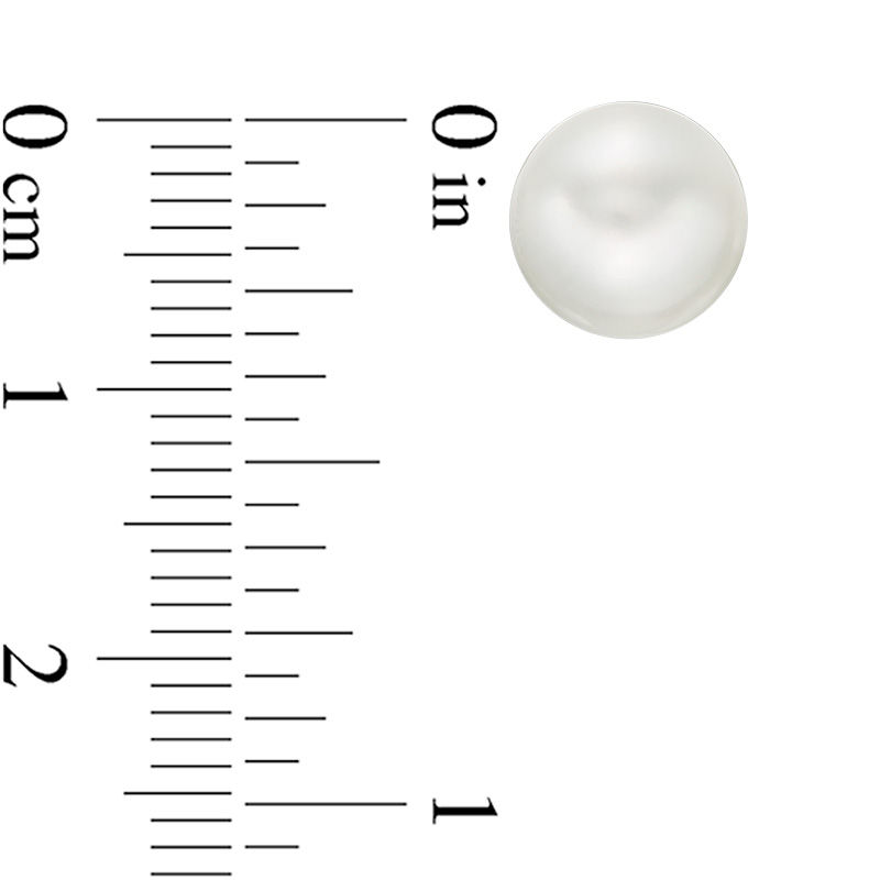 Main Image 3 of Honora 8 - 9mm Freshwater Cultured Pearl and Crystal Ball Stud Earrings Set in Sterling Silver