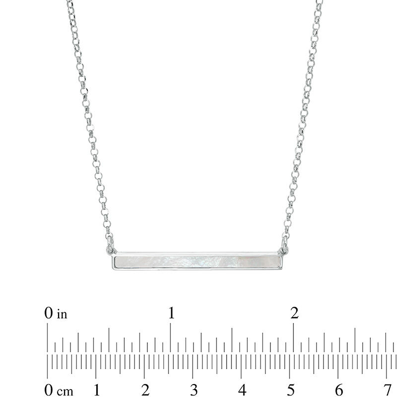 Main Image 2 of Honora Mother-of-Pearl Bar Necklace in Sterling Silver - 20"