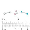 016 Gauge 3mm Blue, Pink and White Cubic Zirconia Cartilage Barbell Set in Stainless Steel