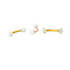 Thumbnail Image 1 of 016 Gauge 3mm Simulated Pearl and Cubic Zirconia Cartilage Barbell Set in Stainless Steel with Yellow and Rose IP