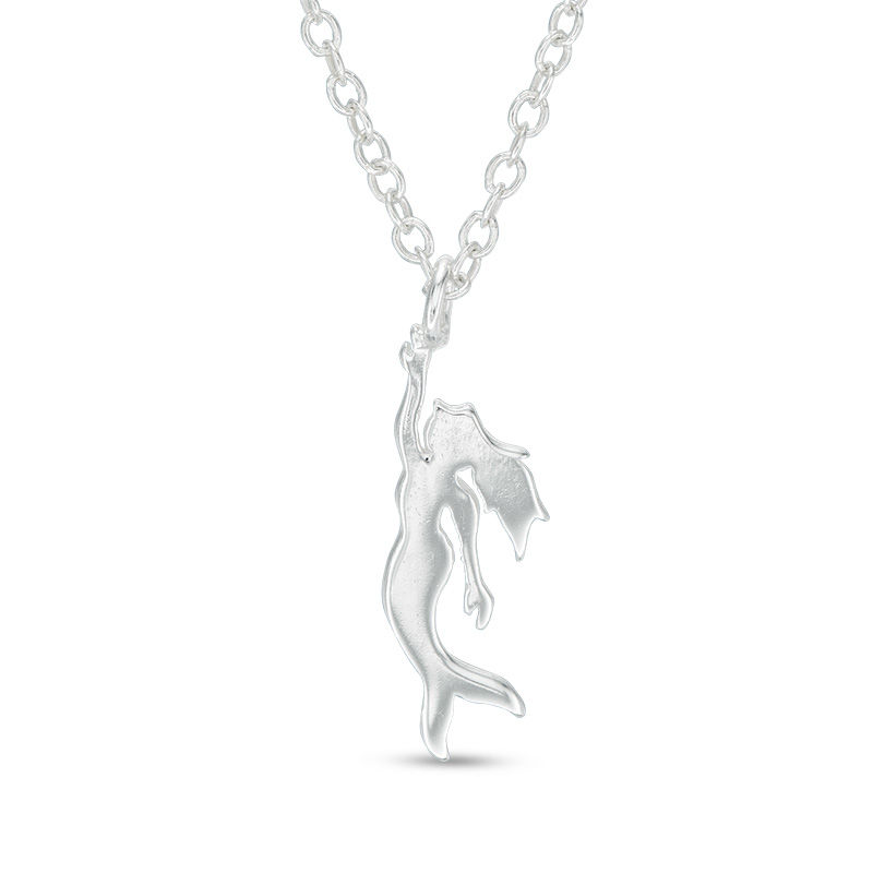 Main Image 1 of Child's Mermaid Pendant in Sterling Silver - 15"