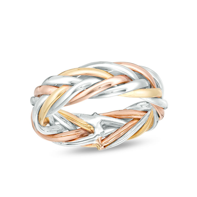 Braided Ring in 10K Tri-Tone Gold - Size 7