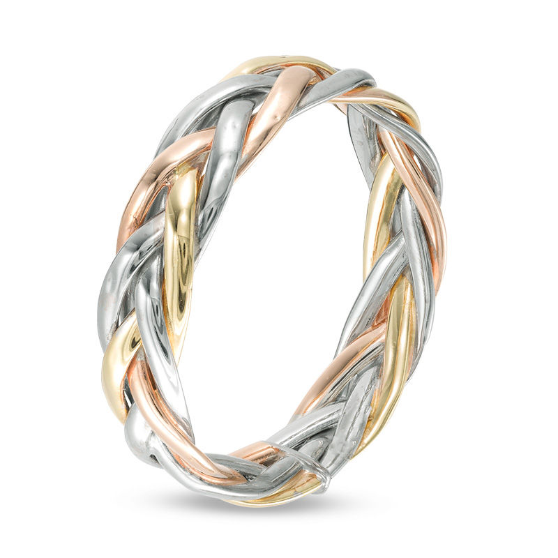 Braided Ring in 10K Tri-Tone Gold - Size 7