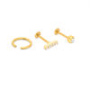 Thumbnail Image 1 of 016 Gauge Cubic Zirconia and Crystal Cartilage Barbell and Hoop Set in Stainless Steel with Yellow IP