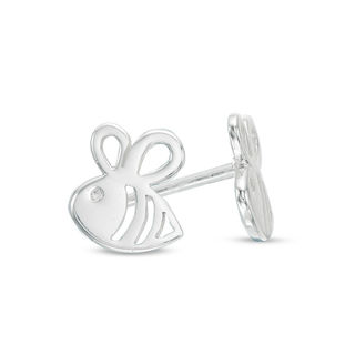 Child's Cut-Out Bumble Bee Stud Earrings in Sterling Silver