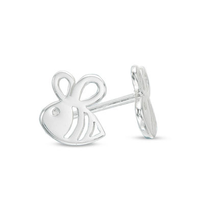 Child's Cut-Out Bumble Bee Stud Earrings in Sterling Silver