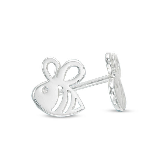 Child's Cut-Out Bumble Bee Stud Earrings in Sterling Silver