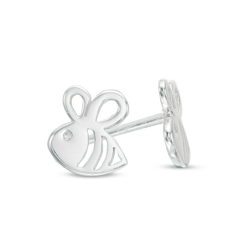 Main Image 1 of Child's Cut-Out Bumble Bee Stud Earrings in Sterling Silver