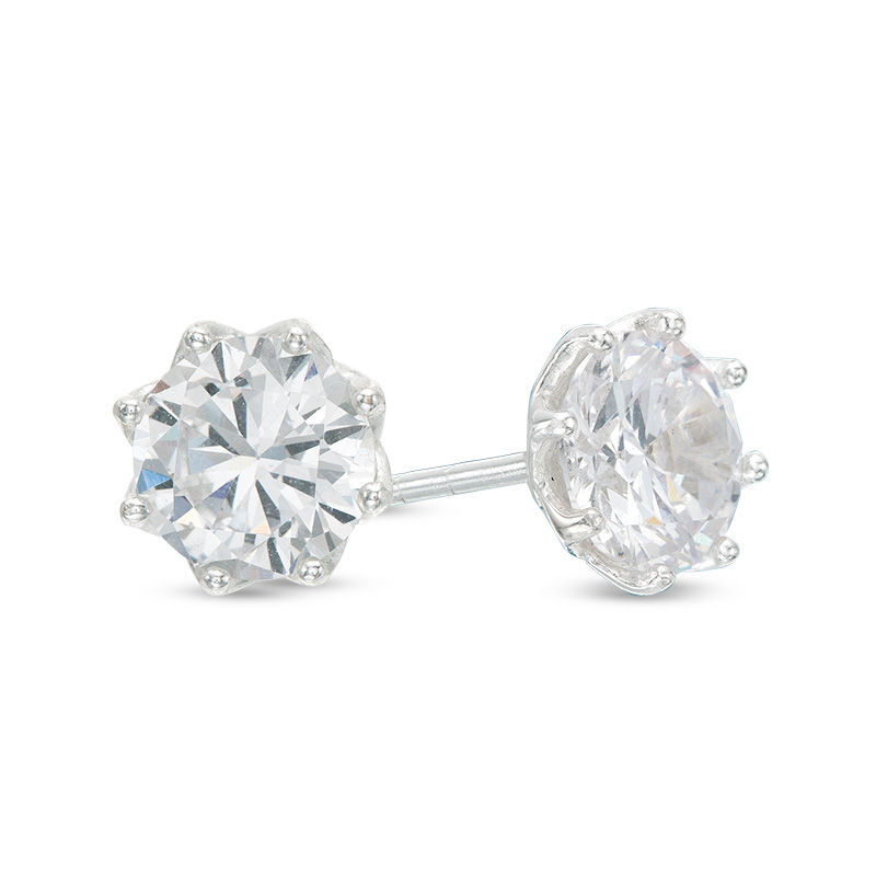 Child's 6mm Cubic Zirconia Star Stud Earrings in Solid Sterling Silver