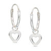 Thumbnail Image 1 of Child's Cut-Out Heart Dangle Hoop Earrings in Sterling Silver