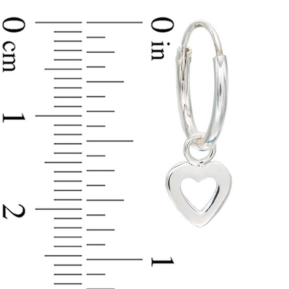 Child's Cut-Out Heart Dangle Hoop Earrings in Sterling Silver