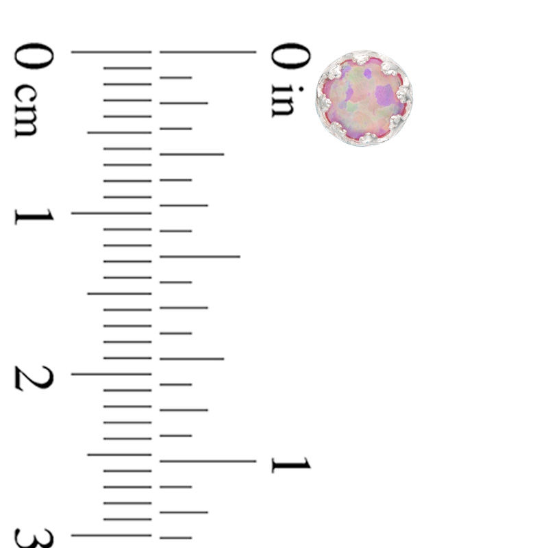 Main Image 2 of Child's 5mm Simulated Pink Opal, Pearl and Cubic Zirconia Stud Earrings Set in Sterling Silver