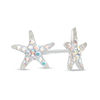 Thumbnail Image 1 of Child's Iridescent Crystal Starfish Stud Earrings in Sterling Silver