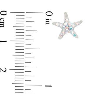 Child's Iridescent Crystal Starfish Stud Earrings in Sterling Silver
