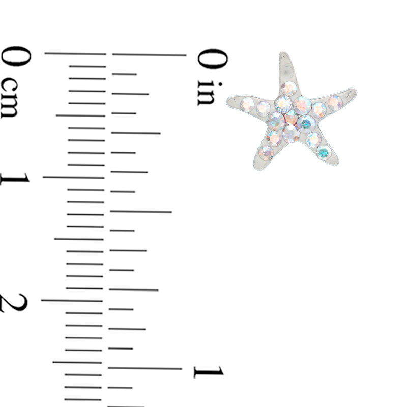 Main Image 2 of Child's Iridescent Crystal Starfish Stud Earrings in Sterling Silver