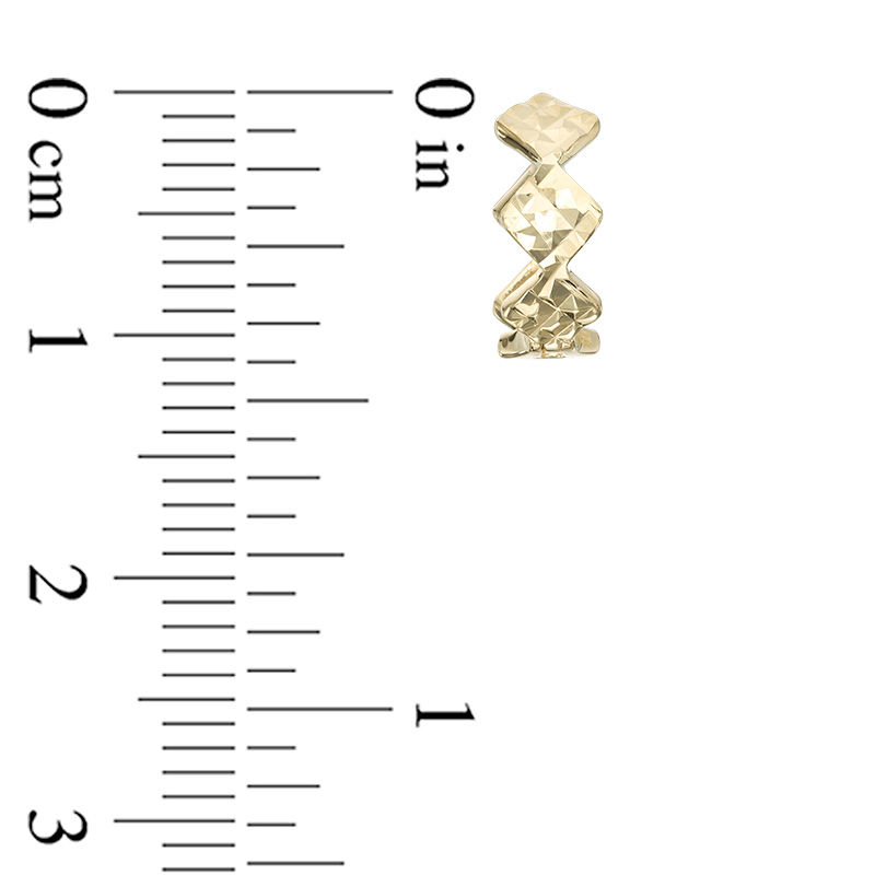 Main Image 2 of Diamond-Cut Geometric Huggie Hoop Earrings in 10K Gold