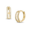 Thumbnail Image 1 of Cubic Zirconia Long Open Oval Huggie Hoop Earrings in 10K Gold