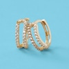 Thumbnail Image 2 of Cubic Zirconia Long Open Oval Huggie Hoop Earrings in 10K Gold