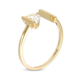 Half-Moon Cubic Zirconia and Bar Wrap Ring in 10K Gold - Size 7
