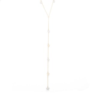 Diamond-Cut Star Dangle Station "Y" Necklace in 10K Two-Tone Gold