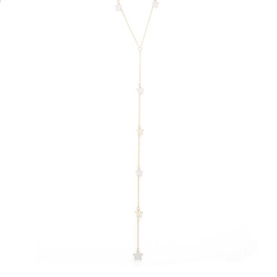 Diamond-Cut Star Dangle Station "Y" Necklace in 10K Two-Tone Gold